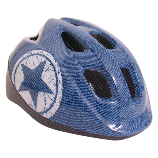 Polisport Fietshelm Junior Jeans - (52-56 Cm | 20.47-22.05'') - Blauw/Wit - Le Coq Wielerartikelen