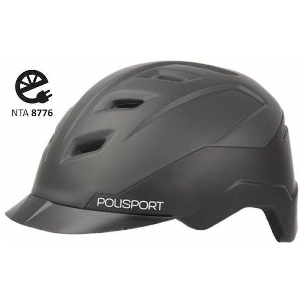 Polisport Fietshelm E'City - Mat Zwart / Mat Donkergrijs - Le Coq Wielerartikelen