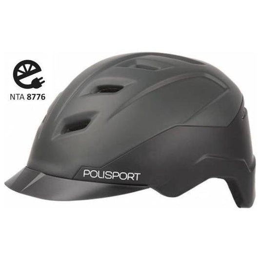 Polisport Fietshelm E'City - Mat Zwart / Mat Donkergrijs - Le Coq Wielerartikelen