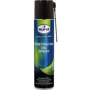 Eurol penetratieolie spray in 400 ml fles, beschermend product voor smeer- en onderhoudstoepassingen.
