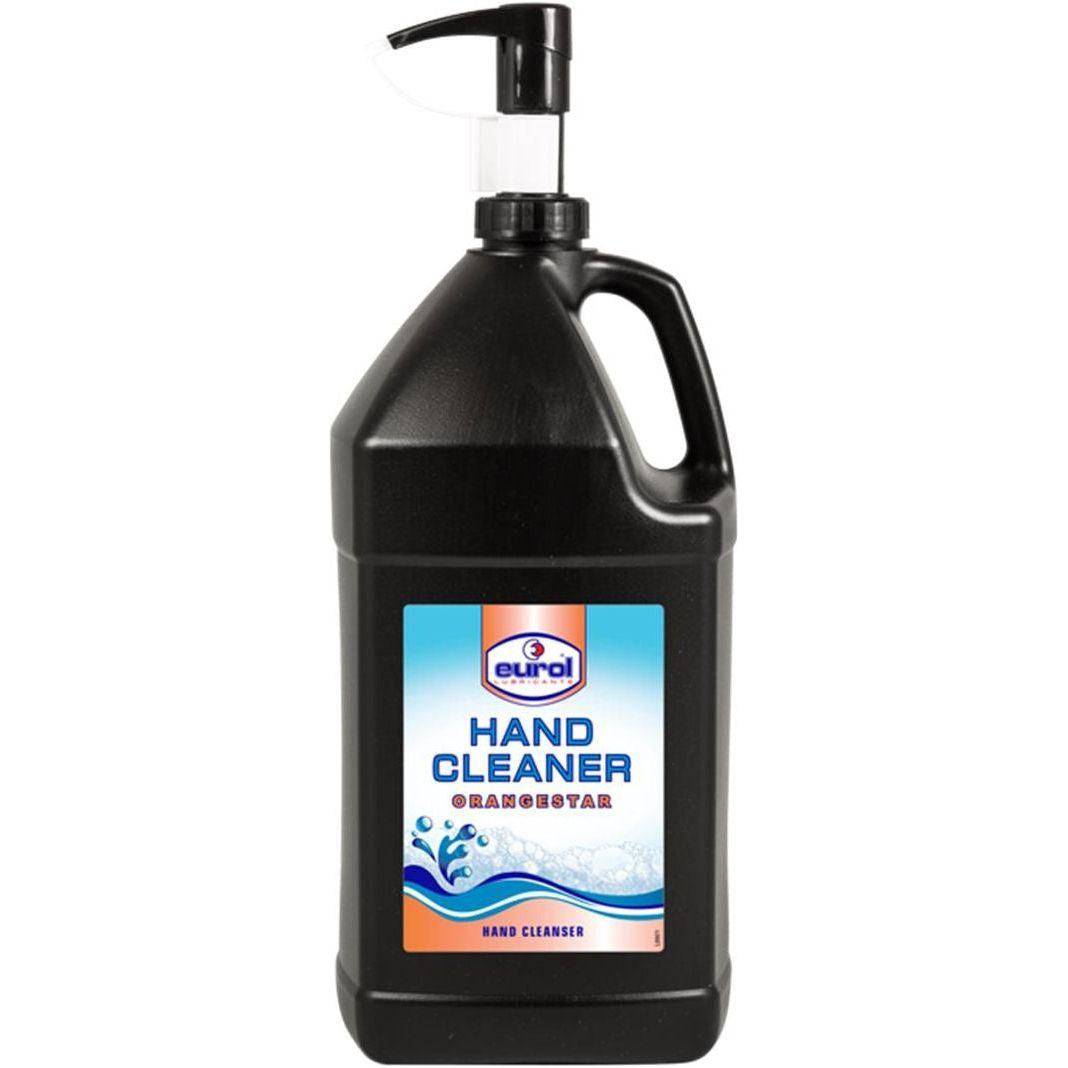 Eurol Orange Star handreiniger in een 3,8 liter fles met frisse sinaasgeur en effectieve schoonmaak van de handen.