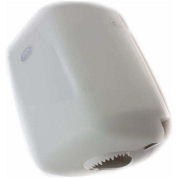 Euro poetspapier dispenser voor midi poetspapier, wit plastic, muurmontage, geschikt voor kantoor of sanitaire ruimtes