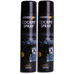 Motip Cockpitspray semi-glans, 600 ml, reinigingsspray voor autoinrichtingen en dashboarden, zichtbaar in sprayfles.