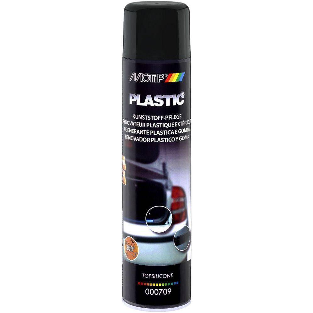 Motip kunststof en rubber conditioner in 600ml fles, geschikt voor reiniging en onderhoud van kunststof en rubber onderdelen.