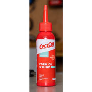 CyclOn Fork Oil Series 5 W-Hp vorkolie in een 125 ml fles, geschikt voor demping en onderhoud van fietsvering.