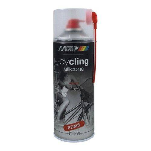Motip Cyclingsiliconenspray 400ml in sprayfles, smeermiddel voor fietsen en metalen onderdelen, voorkomt roest en maakt materialen waterafstotend.