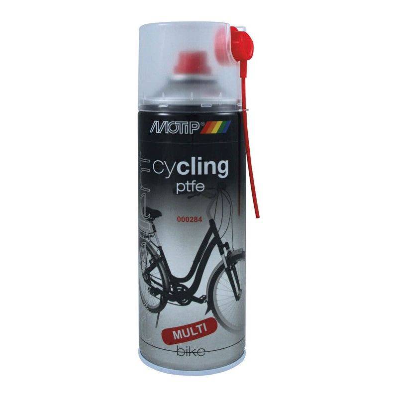 Motip fietssmering spray in 200ml fles, ideaal voor het smeren en beschermen van fietsonderdelen.