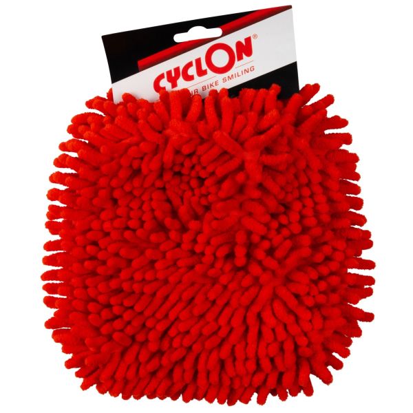 CyclOn microvezel washandje in rood, geschikt voor het schoonmaken van fietsen en delicate oppervlakken.