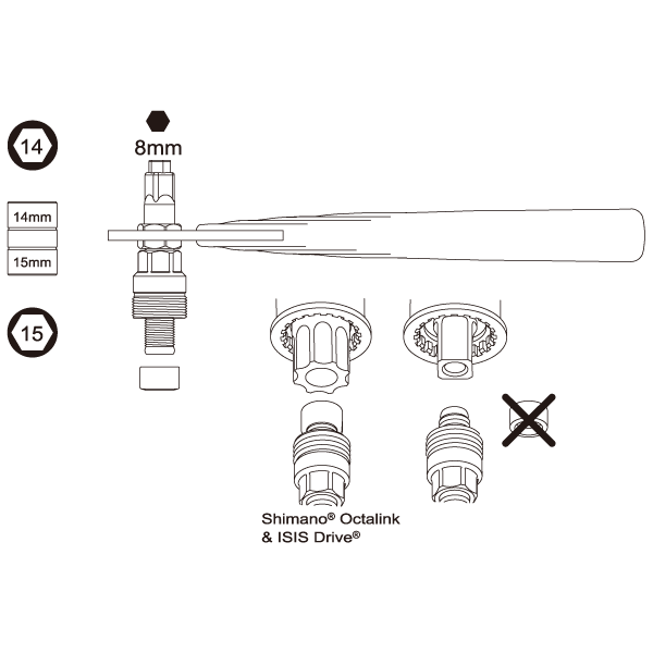 Icetoolz Cranktrekker 04S1 Met Handvatten 8Mm Inbus + 14/15Mm Dopsleutel - Le Coq Wielerartikelen