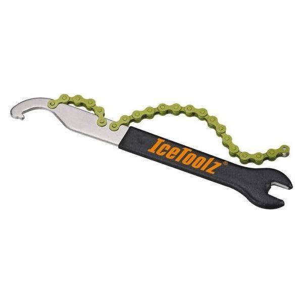 Icetoolz pedaalsleutel met haak en freewheelafnemer, 1/2 x 1/8 inch, voor fietsreparaties en onderhoud