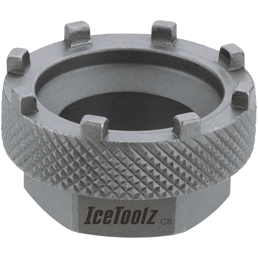 Trapas gereedschap Icetoolz 11D3 voor Shimano® en Isis Drive, geschikt voor fietsservicereparaties, zwart en compact.