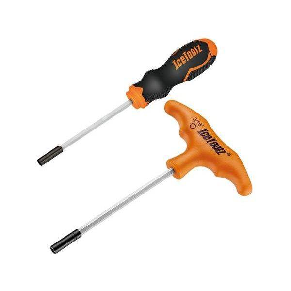 Icetoolz spaaknippelsleutelset 12A5 voor 3/16" zeskantige nippels, geschikt voor fietsspaakgereedschap.