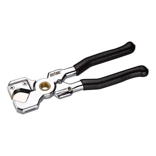 Hydraulische slangsnijder Icetoolz 54A1 voor frame en rem, met handvatten en snijmechanisme, geschikt voor leidingen.