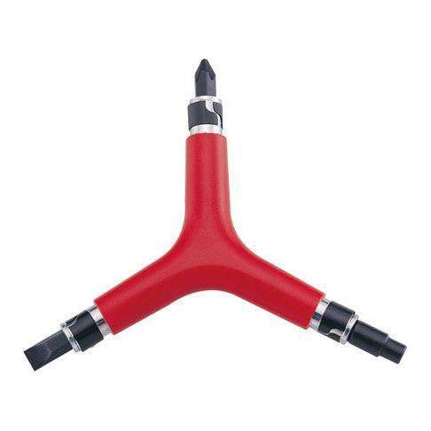 Y-sleutelset 74B1 6-in-1 van Icetoolz met verschillende schroevendraaierkoppen en gereedschap voor schakelaars.