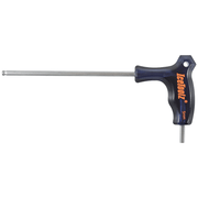 Zilverkleurige Twinhead inbussleutel van Icetoolz 7M met ergonomisch handvat en zeskante opzet.