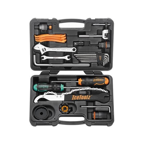 IceToolz Essence 82F4 gereedschapset in kunststof kist, inclusief sleutels en schroevendraaiers, compact en veelzijdig voor reparaties
