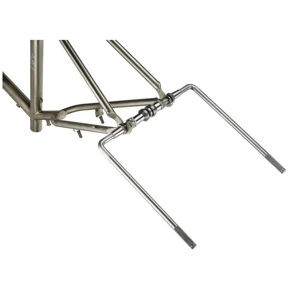 Voorvorkgereedschap Icetoolz Xpert E341 met frame- en vorkcenteringsfunctie, geschikt voor precisiewerk en reparaties.