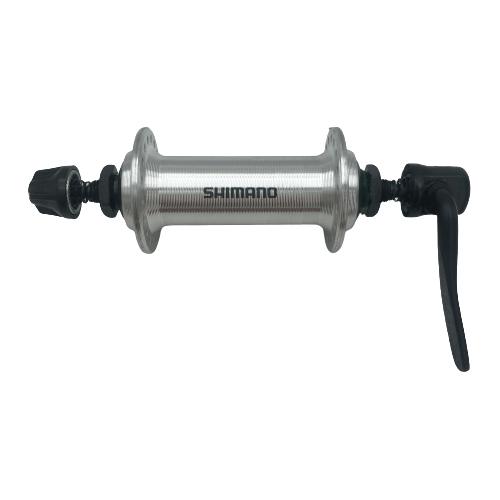 Shimano voornaaf 100 mm met 36 gaten en snelspanner voor MTB en trekking, geschikt voor schakelkettingindicator.