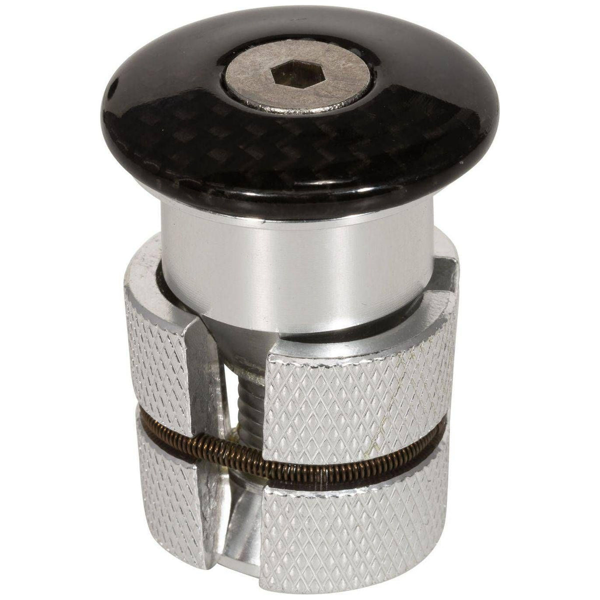 Elvedes compressiegereedschap voor 1 1/8 inch carbon vorkbuis, Ø26 mm balhoofdonderdelen op een werkbank