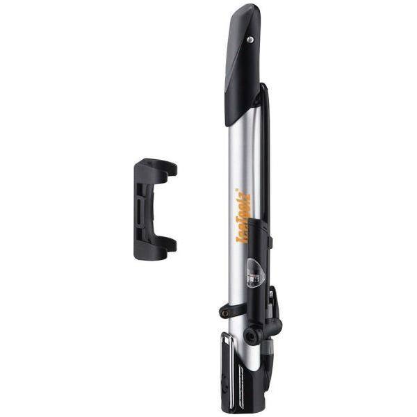 Icetoolz minipomp met drukmeter, compacte hogedruk voetpomp voor inflatie, zwart en robuust ontwerp