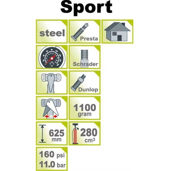 Hogedruk Fietspomp Icetoolz 240A451 Met Manometer 160Psi - Staal - Le Coq Wielerartikelen