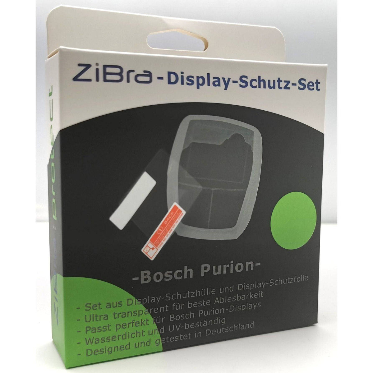 Zibra Bosch Purion displaybescherming voor telefoon en camera houder, zwart, stevig en duurzaam.
