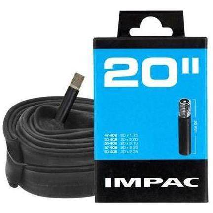 Impac binnenband 20 inch met ventiel, 40/60-406, 35 mm, geschikt voor fietsbanden, zichtbaar in de afbeelding.