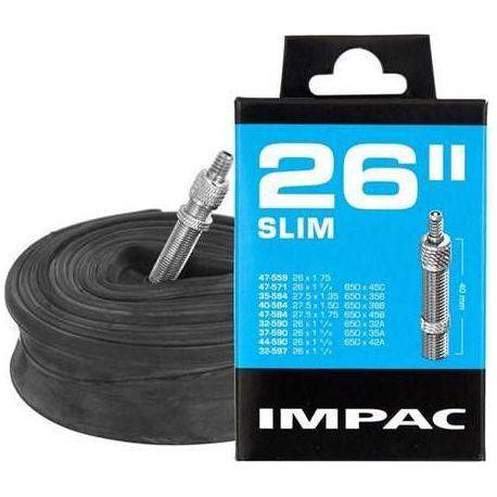 Impac 26 inch binnenband met 40mm ventiel, geschikt voor banden 32/47-559/597, zichtbaar met ventiel en rubber binnenband