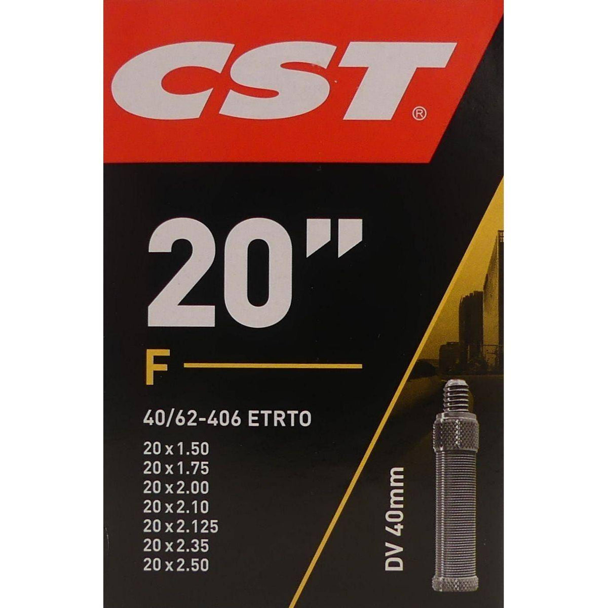 CST binnenband voor 20 inch fiets, 40/406-559, geschikt voor bandenbreedte 1,50-2,50 inch, rubber binnenband voor fiets