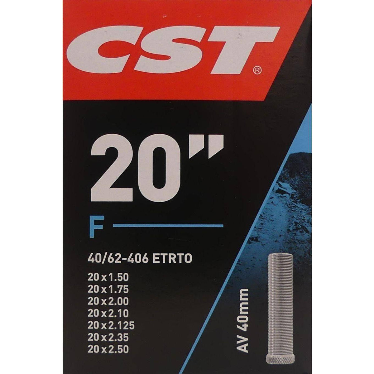 CST binnenband 20 inch, maat 40/62-406, geschikt voor fietsbanden 1.50-2.40 inch, ligt plat op een werktafel