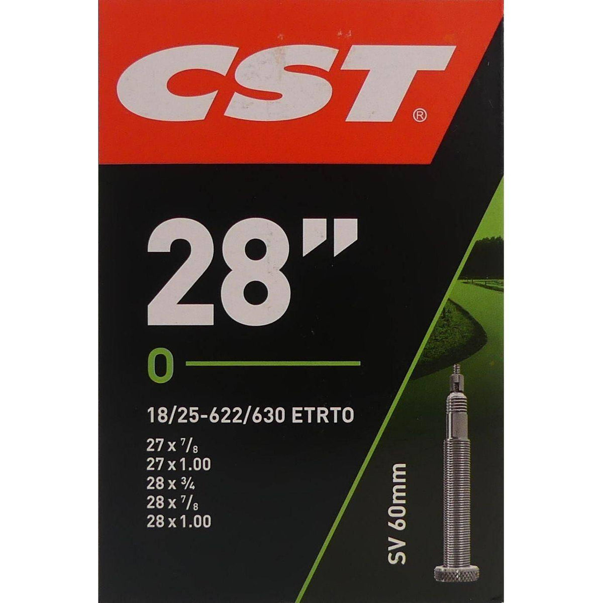 CST binnenband Sv60 28 inch, 1.00 inch, geschikt voor 18/25-622/630, liggende fietsband, rubber binnenband voor fiets.