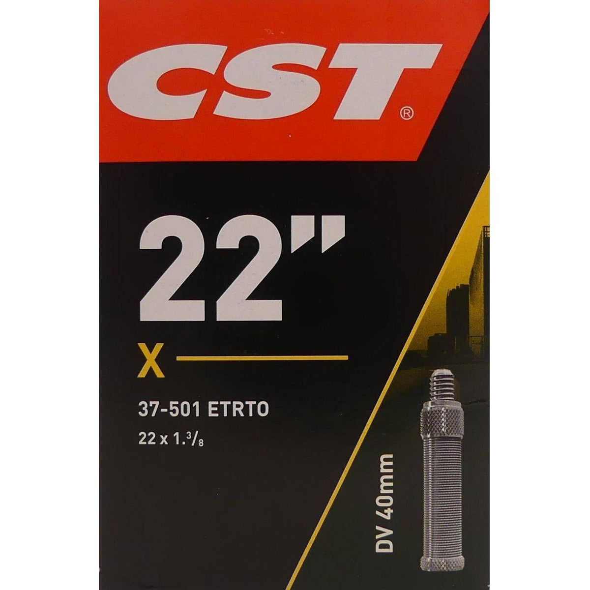 CST binnenband 22 inch DV40 37-501, rubber binnenband voor fiets, zichtbaar in de afbeelding