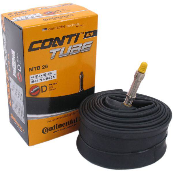 Binnenband 26 inch Continental MTB 26x1.75-2.50 DV met 40mm ventiel voor mountainbikes, geschikt voor stevige ritten.
