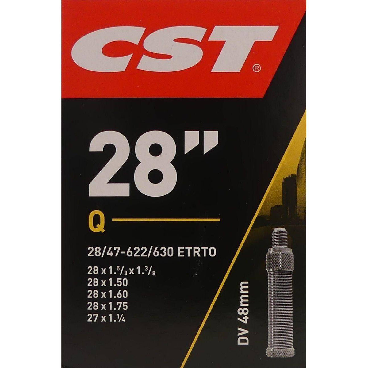 CST binnenband 28 inch voor fiets, 28/47-622, geschikt voor banden 1.10-1.75 inch, rubber binnenband met ventiel