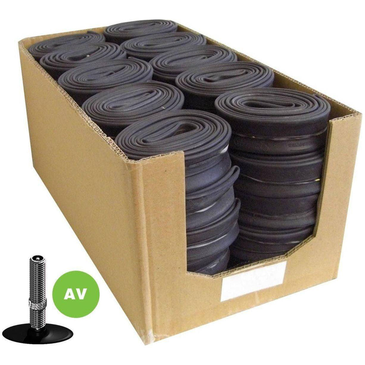 Edge binnenband 28/29 inch, 40 mm ventiel, werkplaatsverpakking van 50 stuks, geschikt voor fietsbanden, in doos.