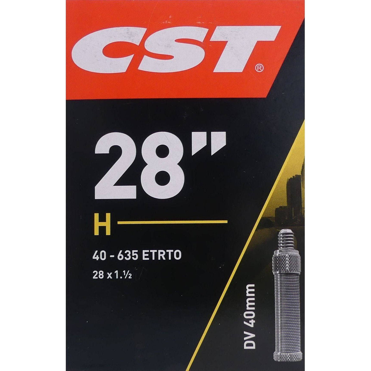 CST binnenband 28 inch DV40 28 x 1 1/2" / 40/60-635, rubber binnenband voor fietsbanden, zichtbaar in de afbeelding