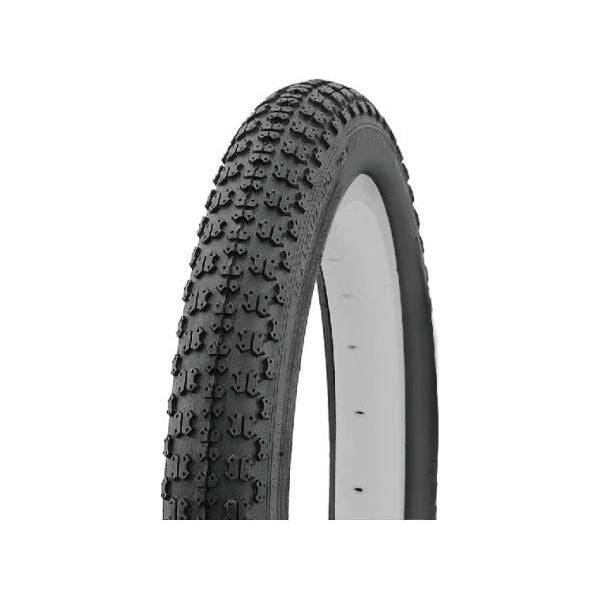 Zwarte Edge BMX buitenband 12 1/2 x 2 1/4 inch (62-203 mm) liggend op een witte achtergrond.