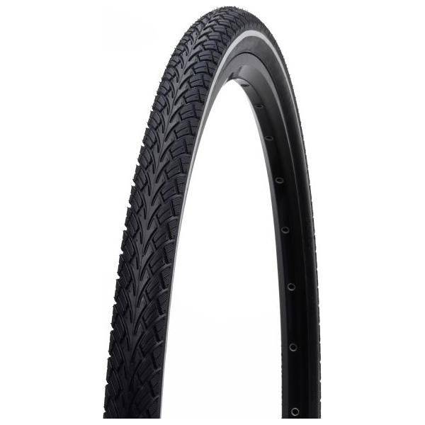 Edge Edge Street buitenband met reflectie voor stadsfiets, zwart rubber met reflecterende details, geschikt voor dagelijks gebruik