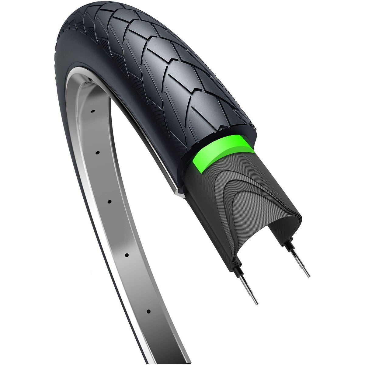 Edge Mambo Protect buitenband 50-406, 20x2,0 inch, stadsfiets band met reflectie en anti-lek bescherming