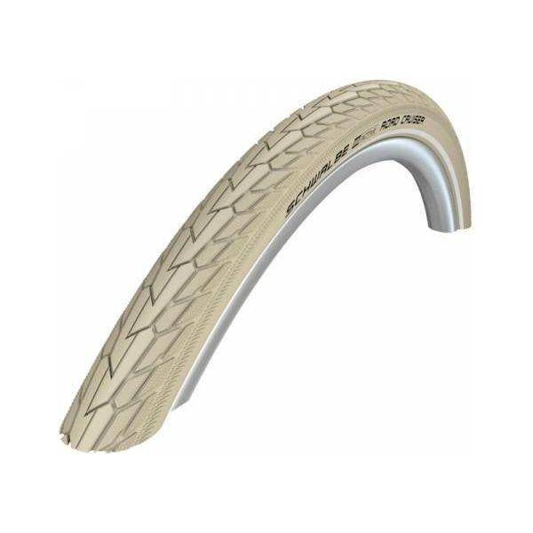 Schwalbe Road Cruiser K-Guard 26x1.75 stadsfiets buitenband met crème kleur en reflectie, geschikt voor stadsritten