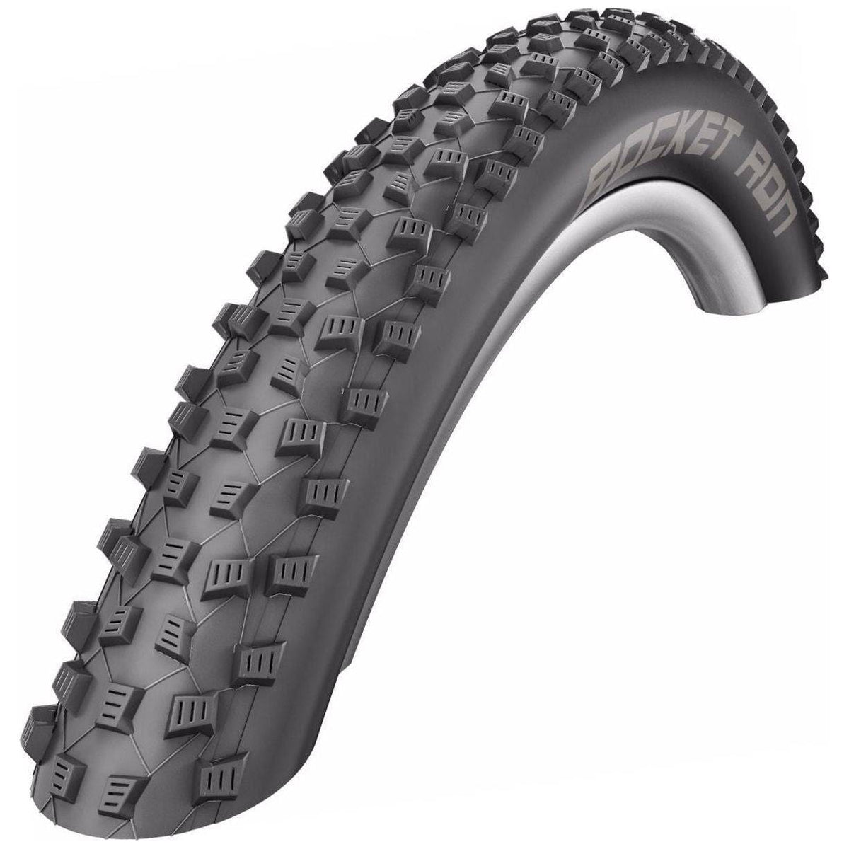 Zwarte Schwalbe Rocket Ron Performance MTB band 26 x 2.25" (57-559) ligt op een witte achtergrond.