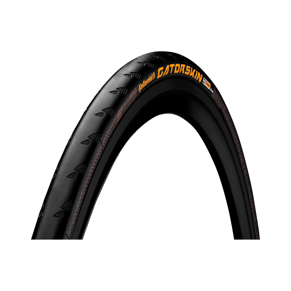 Zwarte Continental racefiets buitenband 28" Gatorskin PolyX Breaker met anti-leklaag en robuuste grip, geschikt voor wielrennen.
