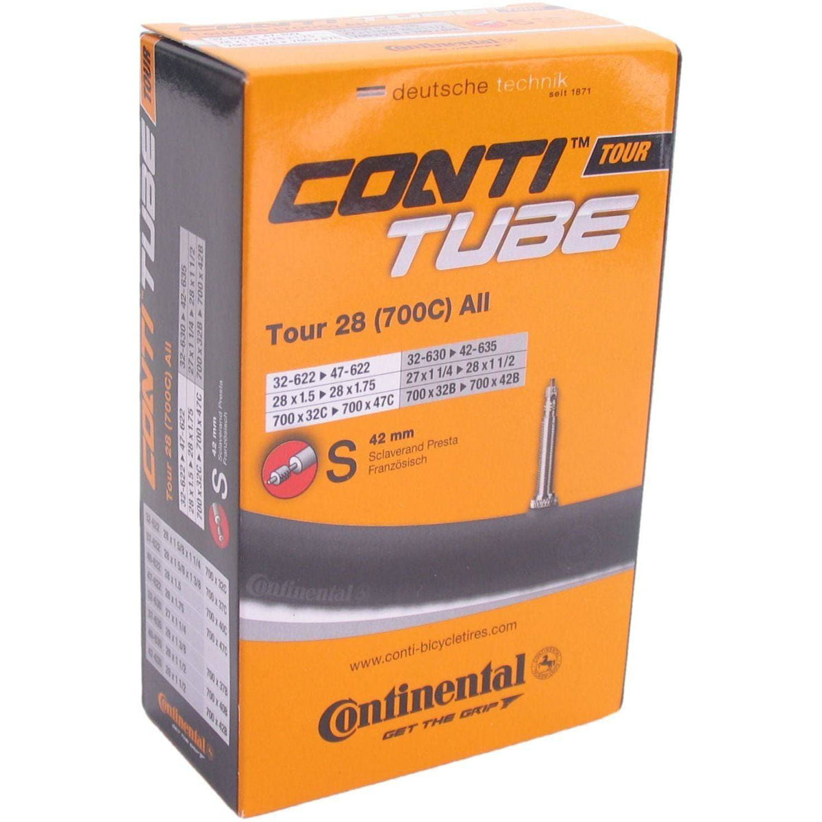 Binnenband 28 inch Continental Tour All 32/47-622 met Sv42 mm ventiel, stevig en geschikt voor fietsreizen.