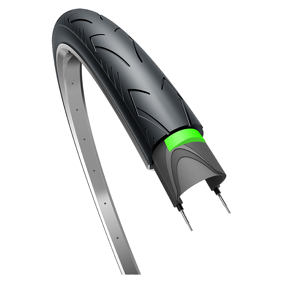 Zwarte Edge City Ranger Protect buitenband 28x1.40" met reflectie voor stadsfietsen, geschikt voor 37-622 velg.