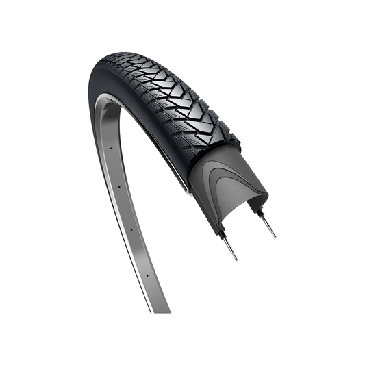 Edge Buitenband Traveller Basic 28 - Zwart Met Reflectie - Le Coq Wielerartikelen