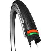 Zwarte CST 28-inch e-bike buitenband met reflectie en Platinum Protector grip op het loopvlak.