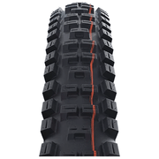 Schwalbe Big Betty Super Gravity MTB-band 29x2.40 inch zwart/bruin, vouwband voor mountainbikes, zichtbaar op de afbeelding.