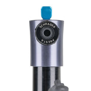 Schwalbe handpomp Sos Pump 129mm van aluminium in donkergrijs, compacte minipomp voor fietsbanden.
