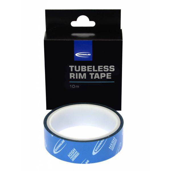 Schwalbe tubeless velglint, 10 meter, geschikt voor tubeless banden, witte velglint voor fietswielen, zichtbaar in de afbeelding.
