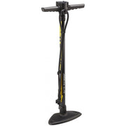 Topeak Joeblow Elite vloerpomp met digitaal manometer en stevige voet, geschikt voor fietsbanden en sportartikelen.